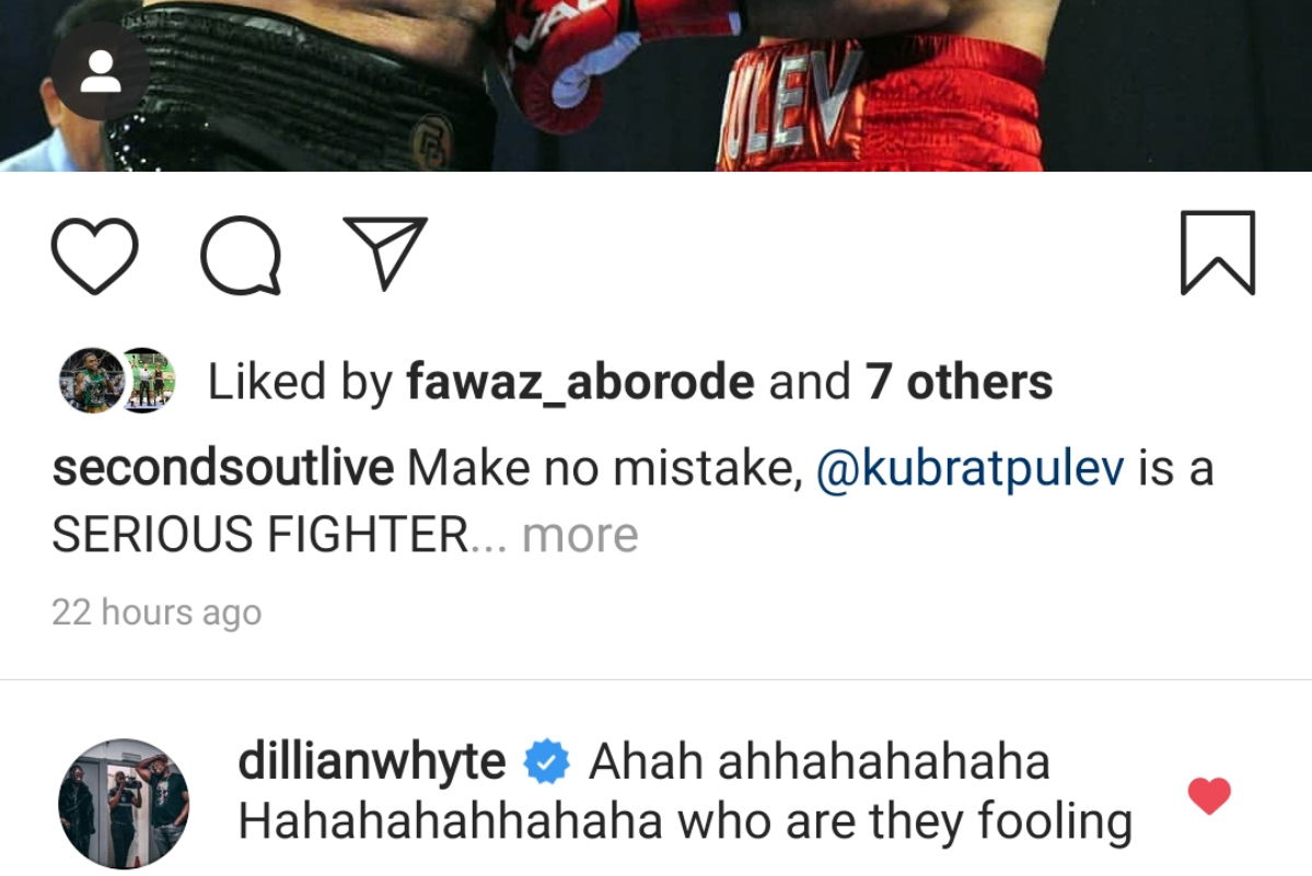 Dillian Whyte laughs at Anthony Joshua vs Kubrat Pulev