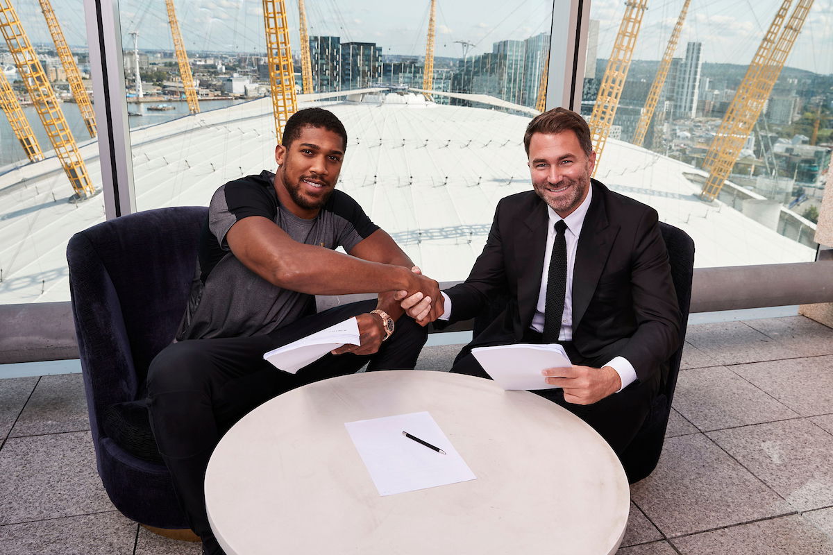 Anthony Joshua commits to Eddie Hearn and Matchroom for rest of his career