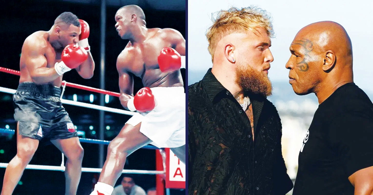 Mike Tyson fighting Buster Douglas / Jake Paul face off